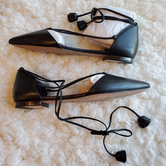 COACH black Johnson Ghillie Lace Pointy Toe Flats - Picture 5 of 8